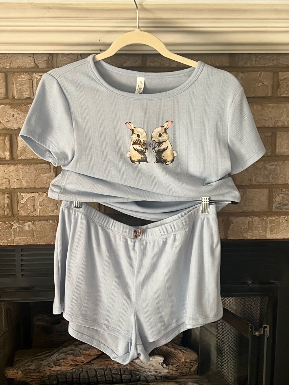 wild fable Light Blue Ribbed Sleep Set